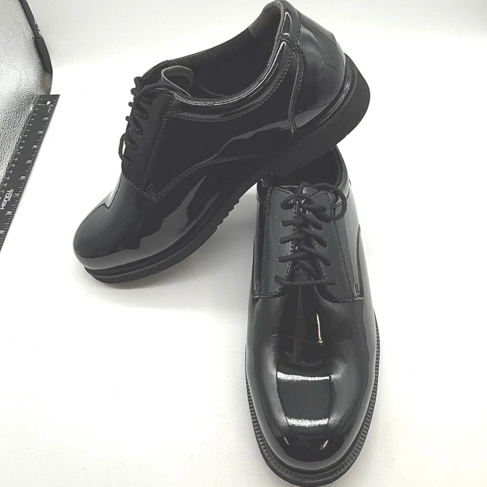 Thorogood Mens 10 shoe Black High Gloss Patent Leather Oxford uniform classic